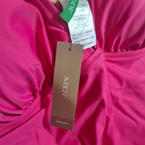 J.Crew Women’s Ruched V Neck One Piece Swimsuit Radiant‎ Fuchsia BC116 Size 20 - Picture 11 of 12